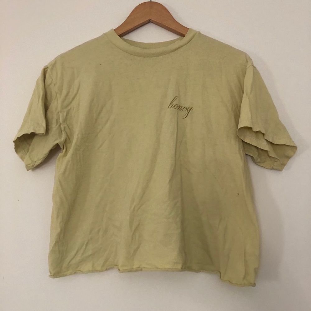 Brandy Melville Yellow Embroidered Honey Top
